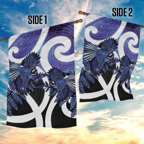 Piwakawaka New Zealand Matariki Garden Flag Maori New Year Silver Fern Purple Galaxy