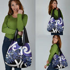 Piwakawaka New Zealand Matariki Grocery Bag Maori New Year Silver Fern Purple Galaxy