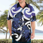 Piwakawaka New Zealand Matariki Hawaiian Shirt Maori New Year Silver Fern Purple Galaxy