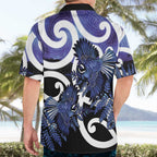 Piwakawaka New Zealand Matariki Hawaiian Shirt Maori New Year Silver Fern Purple Galaxy
