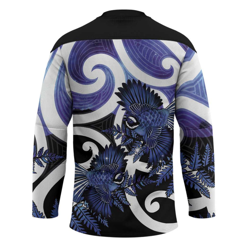 Piwakawaka New Zealand Matariki Hockey Jersey Maori New Year Silver Fern Purple Galaxy