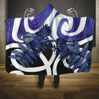 Piwakawaka New Zealand Matariki Hooded Blanket Maori New Year Silver Fern Purple Galaxy