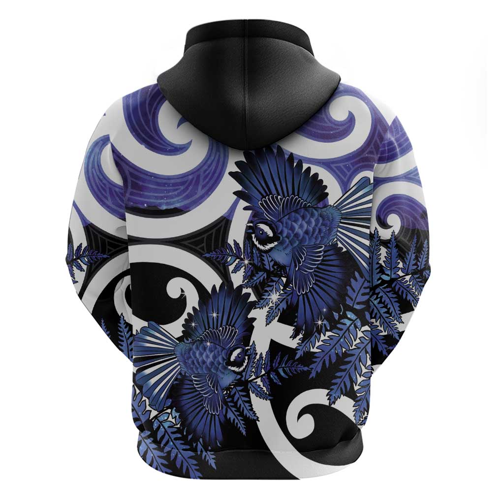 Piwakawaka New Zealand Matariki Hoodie Maori New Year Silver Fern Purple Galaxy