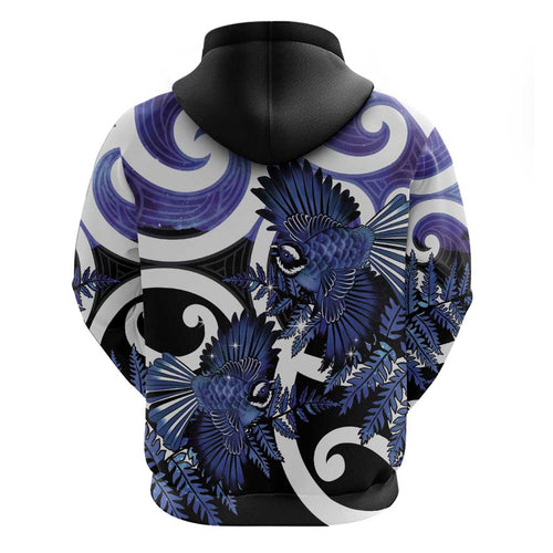 Piwakawaka New Zealand Matariki Hoodie Maori New Year Silver Fern Purple Galaxy