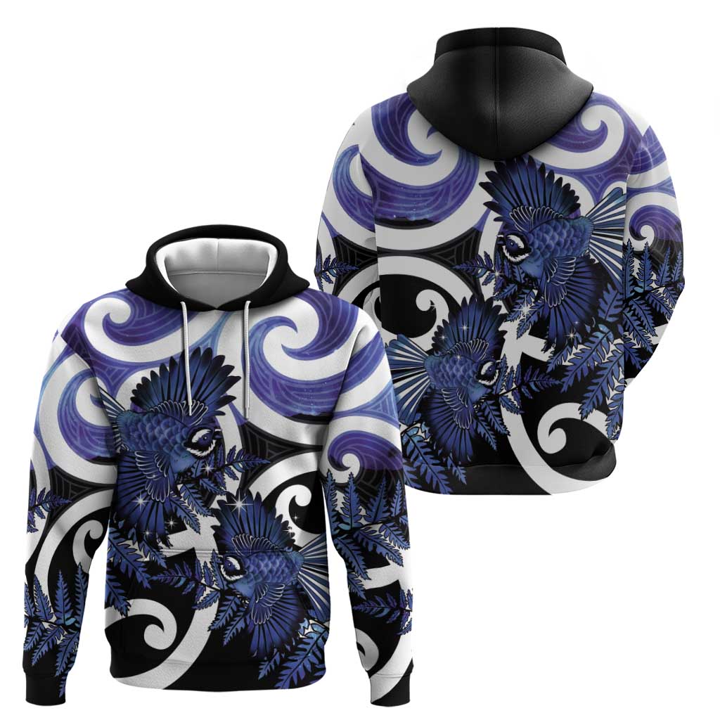 Piwakawaka New Zealand Matariki Hoodie Maori New Year Silver Fern Purple Galaxy