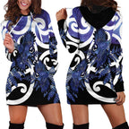 Piwakawaka New Zealand Matariki Hoodie Dress Maori New Year Silver Fern Purple Galaxy