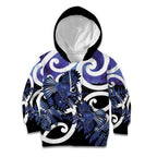Piwakawaka New Zealand Matariki Kid Hoodie Maori New Year Silver Fern Purple Galaxy