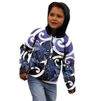 Piwakawaka New Zealand Matariki Kid Hoodie Maori New Year Silver Fern Purple Galaxy