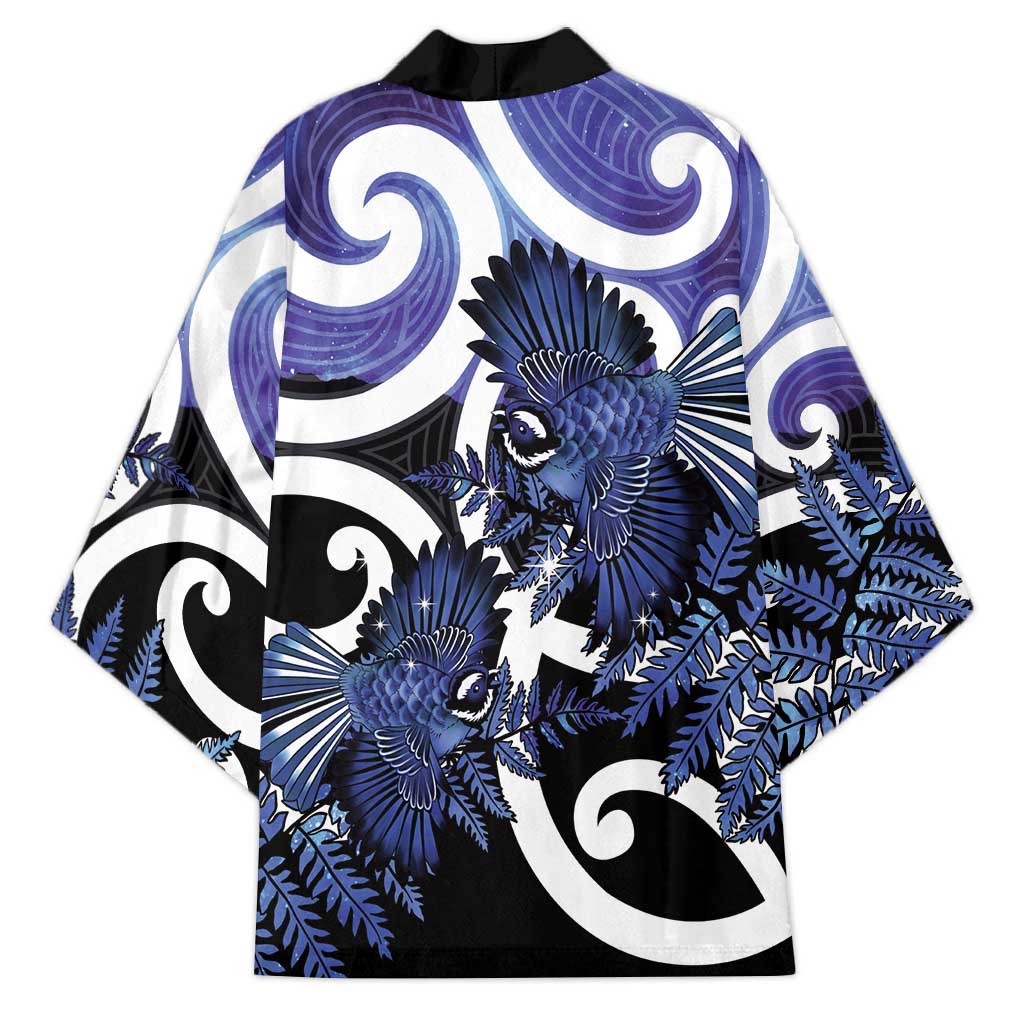 Piwakawaka New Zealand Matariki Kimono Maori New Year Silver Fern Purple Galaxy