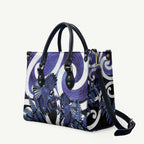 Piwakawaka New Zealand Matariki Leather Bag Maori New Year Silver Fern Purple Galaxy