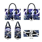 Piwakawaka New Zealand Matariki Leather Bag Maori New Year Silver Fern Purple Galaxy