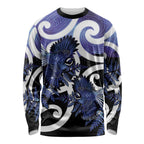 Piwakawaka New Zealand Matariki Long Sleeve Shirt Maori New Year Silver Fern Purple Galaxy