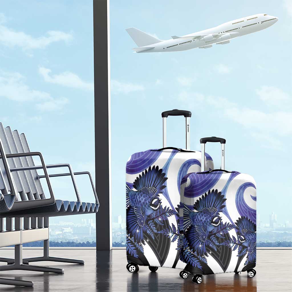 Piwakawaka New Zealand Matariki Luggage Cover Maori New Year Silver Fern Purple Galaxy