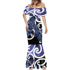 Piwakawaka New Zealand Matariki Mermaid Dress Maori New Year Silver Fern Purple Galaxy