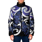 Piwakawaka New Zealand Matariki Padded Jacket Maori New Year Silver Fern Purple Galaxy