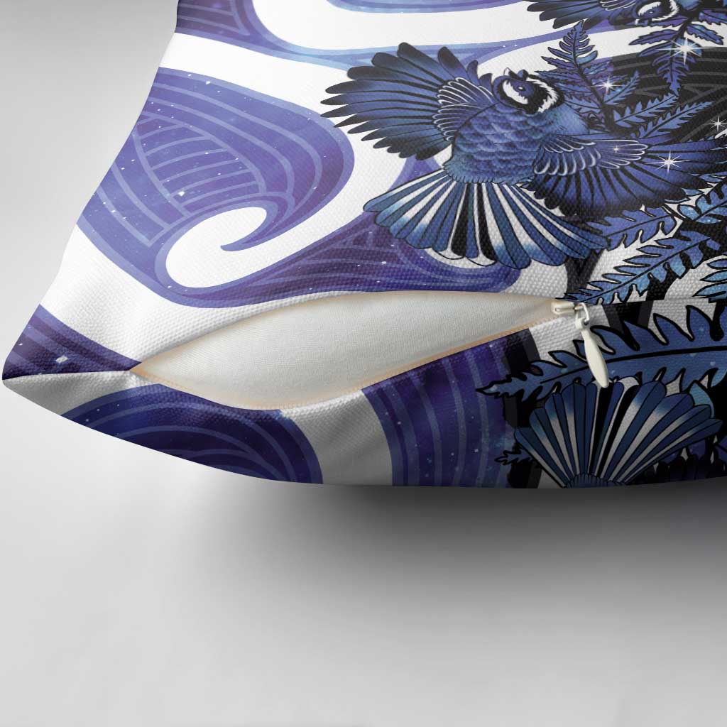 Piwakawaka New Zealand Matariki Pillow Cover Maori New Year Silver Fern Purple Galaxy