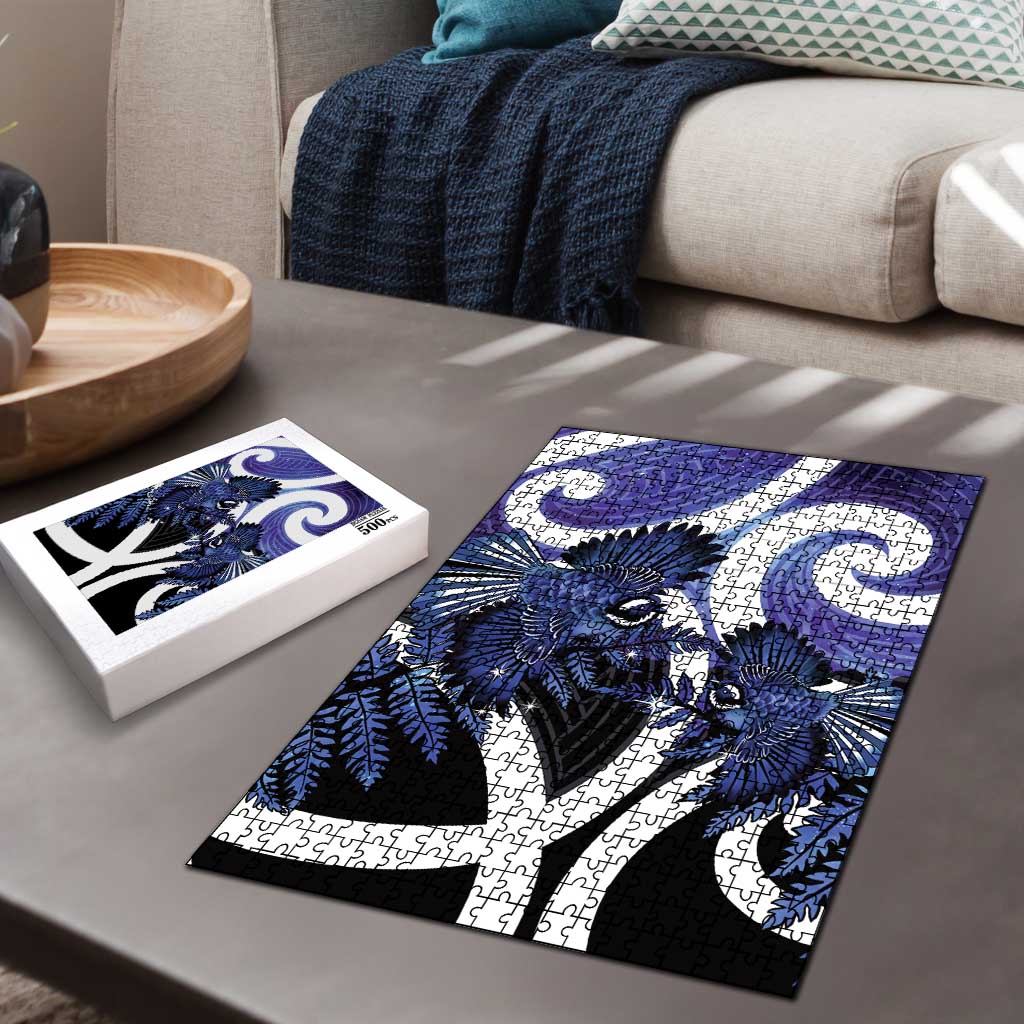 Piwakawaka New Zealand Matariki Puzzle Maori New Year Silver Fern Purple Galaxy