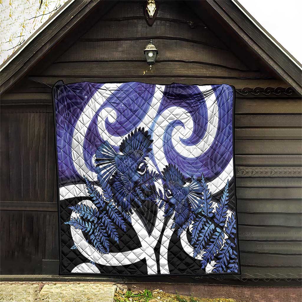 Piwakawaka New Zealand Matariki Quilt Maori New Year Silver Fern Purple Galaxy