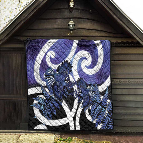 Piwakawaka New Zealand Matariki Quilt Maori New Year Silver Fern Purple Galaxy
