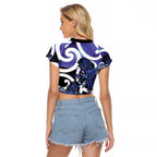 Piwakawaka New Zealand Matariki Raglan Cropped T Shirt Maori New Year Silver Fern Purple Galaxy