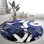 Piwakawaka New Zealand Matariki Round Carpet Maori New Year Silver Fern Purple Galaxy