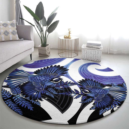 Piwakawaka New Zealand Matariki Round Carpet Maori New Year Silver Fern Purple Galaxy