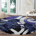 Piwakawaka New Zealand Matariki Round Carpet Maori New Year Silver Fern Purple Galaxy