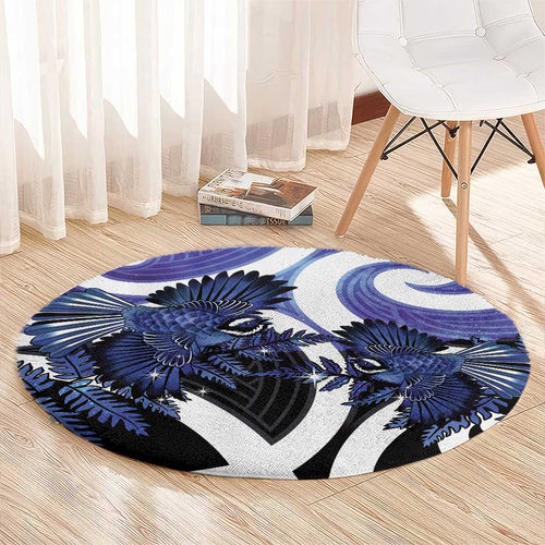 Piwakawaka New Zealand Matariki Round Carpet Maori New Year Silver Fern Purple Galaxy