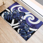 Piwakawaka New Zealand Matariki Rubber Doormat Maori New Year Silver Fern Purple Galaxy