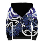 Piwakawaka New Zealand Matariki Sherpa Hoodie Maori New Year Silver Fern Purple Galaxy