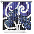Piwakawaka New Zealand Matariki Shower Curtain Maori New Year Silver Fern Purple Galaxy