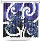 Piwakawaka New Zealand Matariki Shower Curtain Maori New Year Silver Fern Purple Galaxy