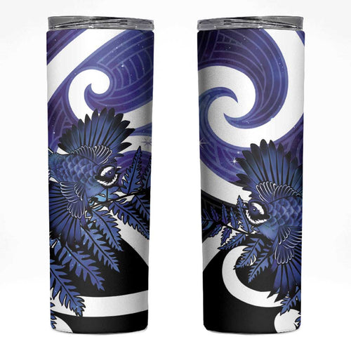 Piwakawaka New Zealand Matariki Skinny Tumbler Maori New Year Silver Fern Purple Galaxy