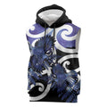Piwakawaka New Zealand Matariki Sleeveless Hoodie Maori New Year Silver Fern Purple Galaxy