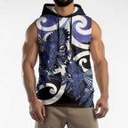 Piwakawaka New Zealand Matariki Sleeveless Hoodie Maori New Year Silver Fern Purple Galaxy