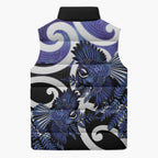 Piwakawaka New Zealand Matariki Sleeveless Puffer Jacket Maori New Year Silver Fern Purple Galaxy
