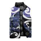 Piwakawaka New Zealand Matariki Sleeveless Puffer Jacket Maori New Year Silver Fern Purple Galaxy