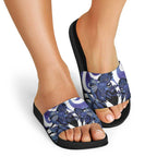 Piwakawaka New Zealand Matariki Slide Sandals Maori New Year Silver Fern Purple Galaxy