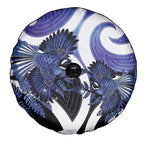 Piwakawaka New Zealand Matariki Spare Tire Cover Maori New Year Silver Fern Purple Galaxy