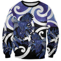 Piwakawaka New Zealand Matariki Sweatshirt Maori New Year Silver Fern Purple Galaxy