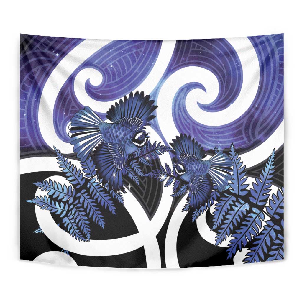 Piwakawaka New Zealand Matariki Tapestry Maori New Year Silver Fern Purple Galaxy