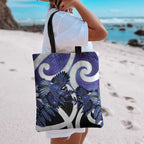 Piwakawaka New Zealand Matariki Tote Bag Maori New Year Silver Fern Purple Galaxy