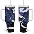 Piwakawaka New Zealand Matariki Tumbler With Handle Maori New Year Silver Fern Purple Galaxy