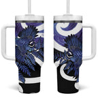 Piwakawaka New Zealand Matariki Tumbler With Handle Maori New Year Silver Fern Purple Galaxy