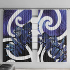 Piwakawaka New Zealand Matariki Window Curtain Maori New Year Silver Fern Purple Galaxy