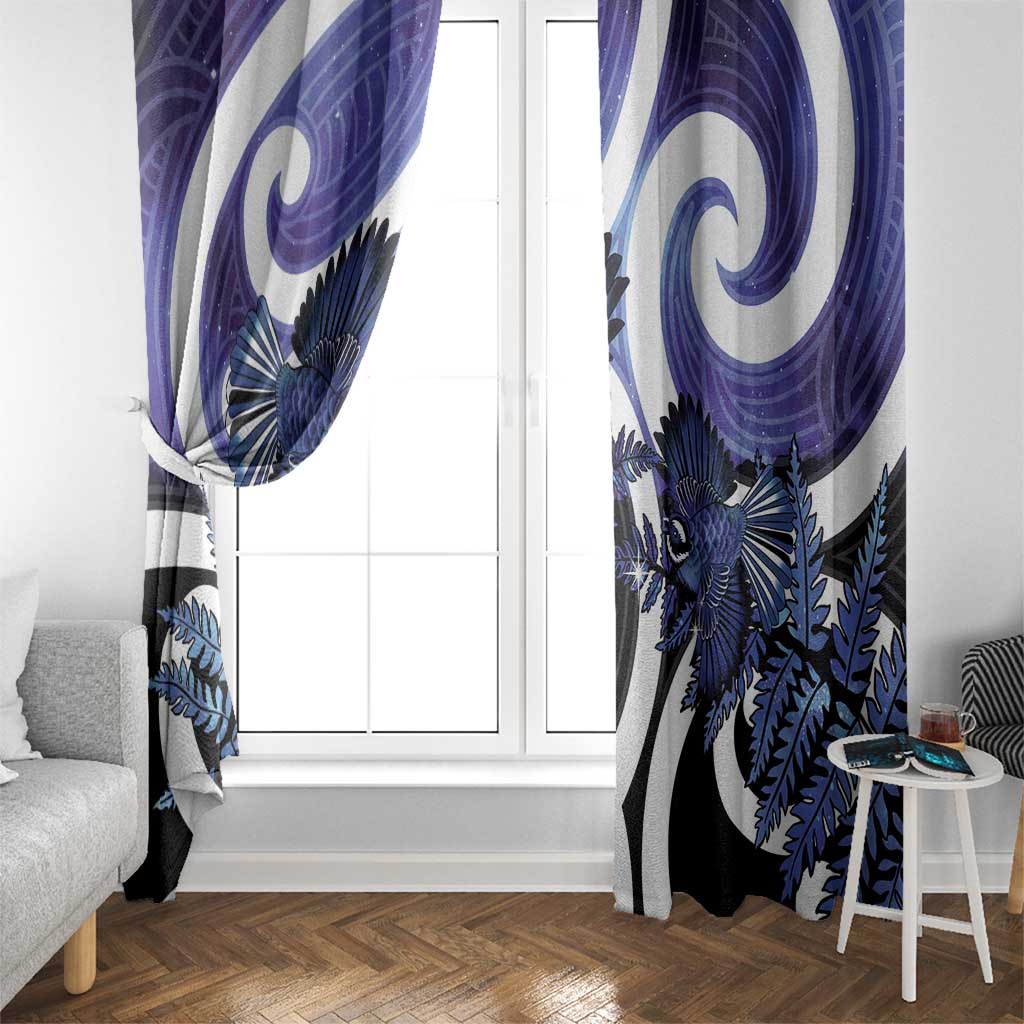 Piwakawaka New Zealand Matariki Window Curtain Maori New Year Silver Fern Purple Galaxy