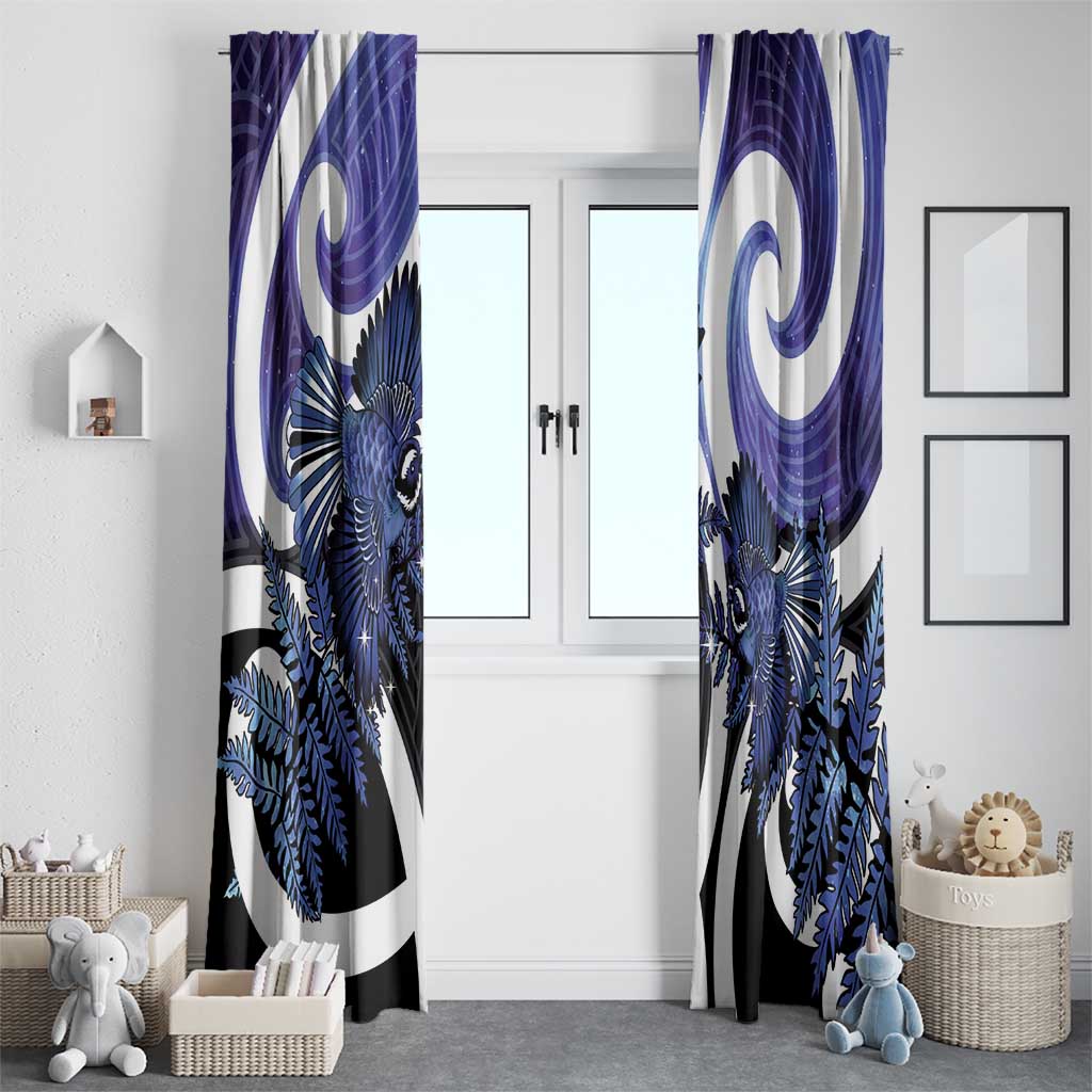 Piwakawaka New Zealand Matariki Window Curtain Maori New Year Silver Fern Purple Galaxy