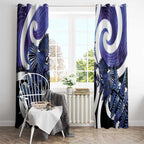Piwakawaka New Zealand Matariki Window Curtain Maori New Year Silver Fern Purple Galaxy