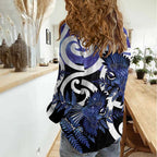 Piwakawaka New Zealand Matariki Women Casual Shirt Maori New Year Silver Fern Purple Galaxy