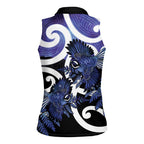 Piwakawaka New Zealand Matariki Women Sleeveless Polo Shirt Maori New Year Silver Fern Purple Galaxy